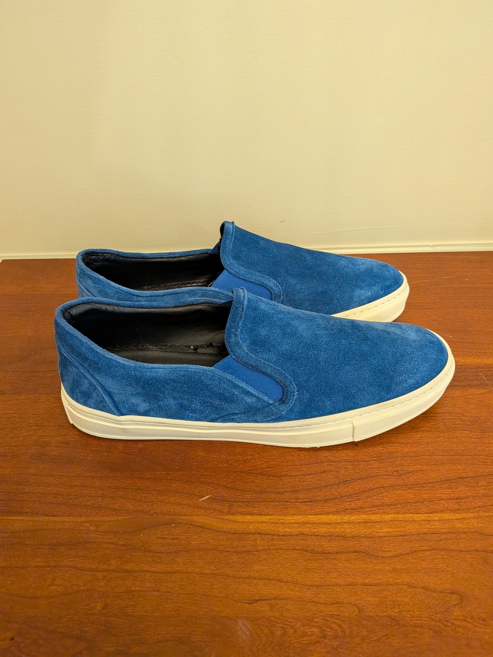 Blue Suede Slip-On Sneakers - Men